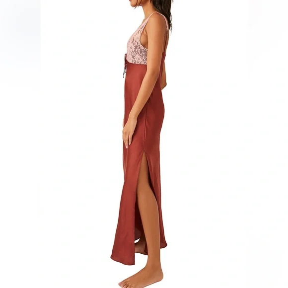 NWT SZ SM Free People “Countryside Maxi Slip” Sleep Dress in ‘SPARKLING CIDER’💕 - Picture 3 of 4